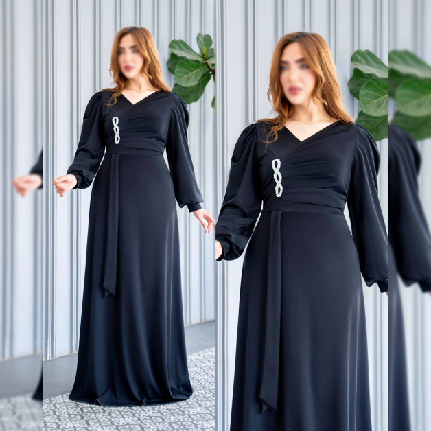 لباس مجلسی زنانه بلند شونیکس کد 19 مشکی