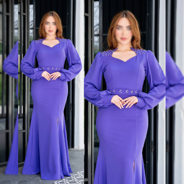 لباس مجلسی زنانه بلند شونیکس مدل سایه رنگ بنفش
